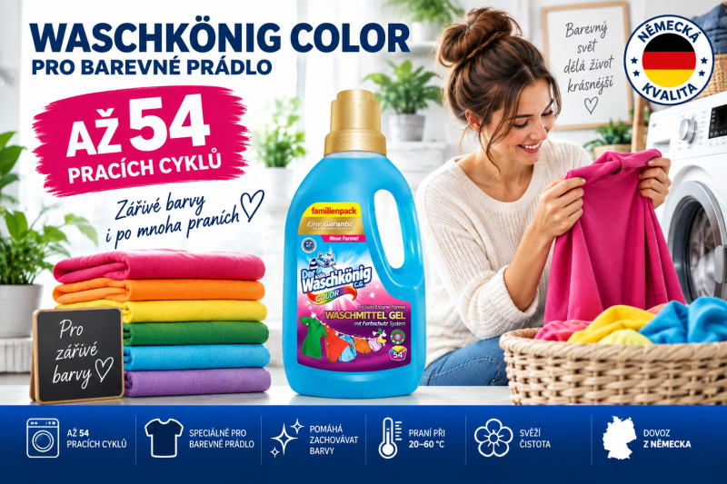 Waschkönig Color – prací gel pro barevné prádlo až na 54 pracích cyklů